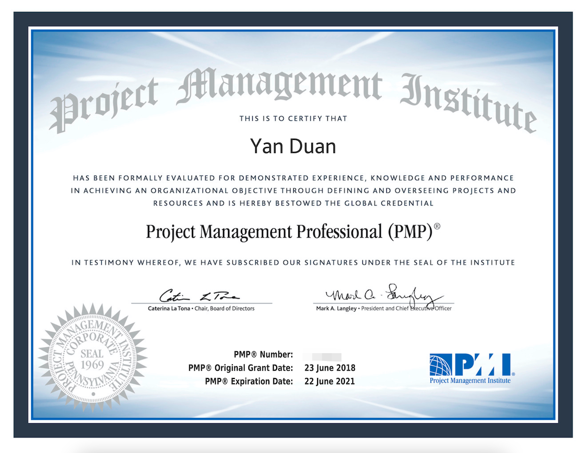 PMP资质证书