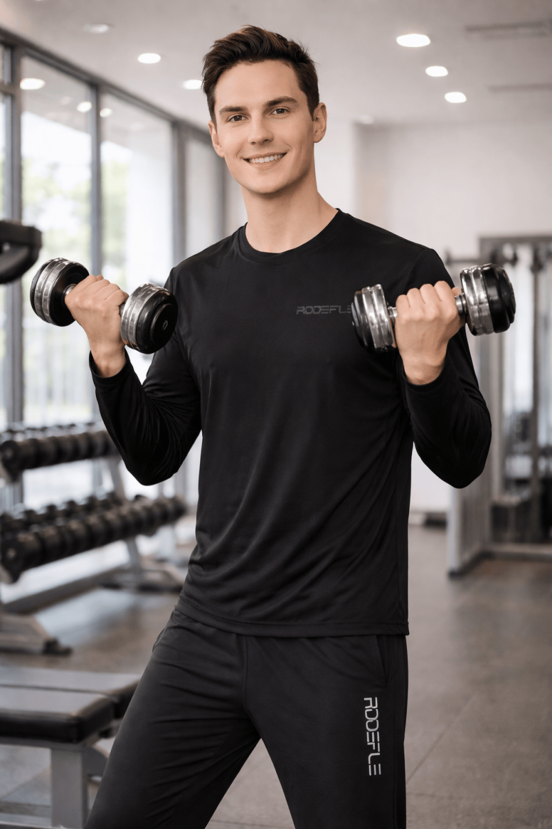 5307-1Silver Fiber Men’s Black Long-Sleeve Top