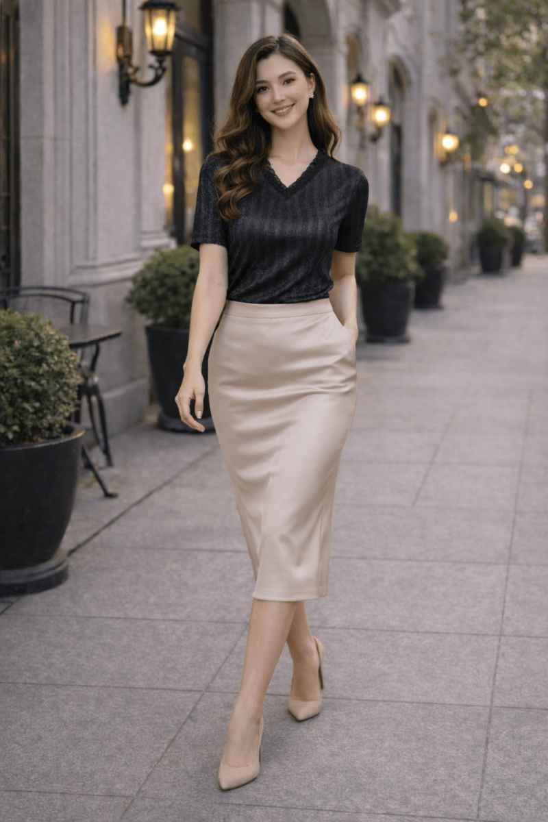 Silver Fiber Short-sleeved Top