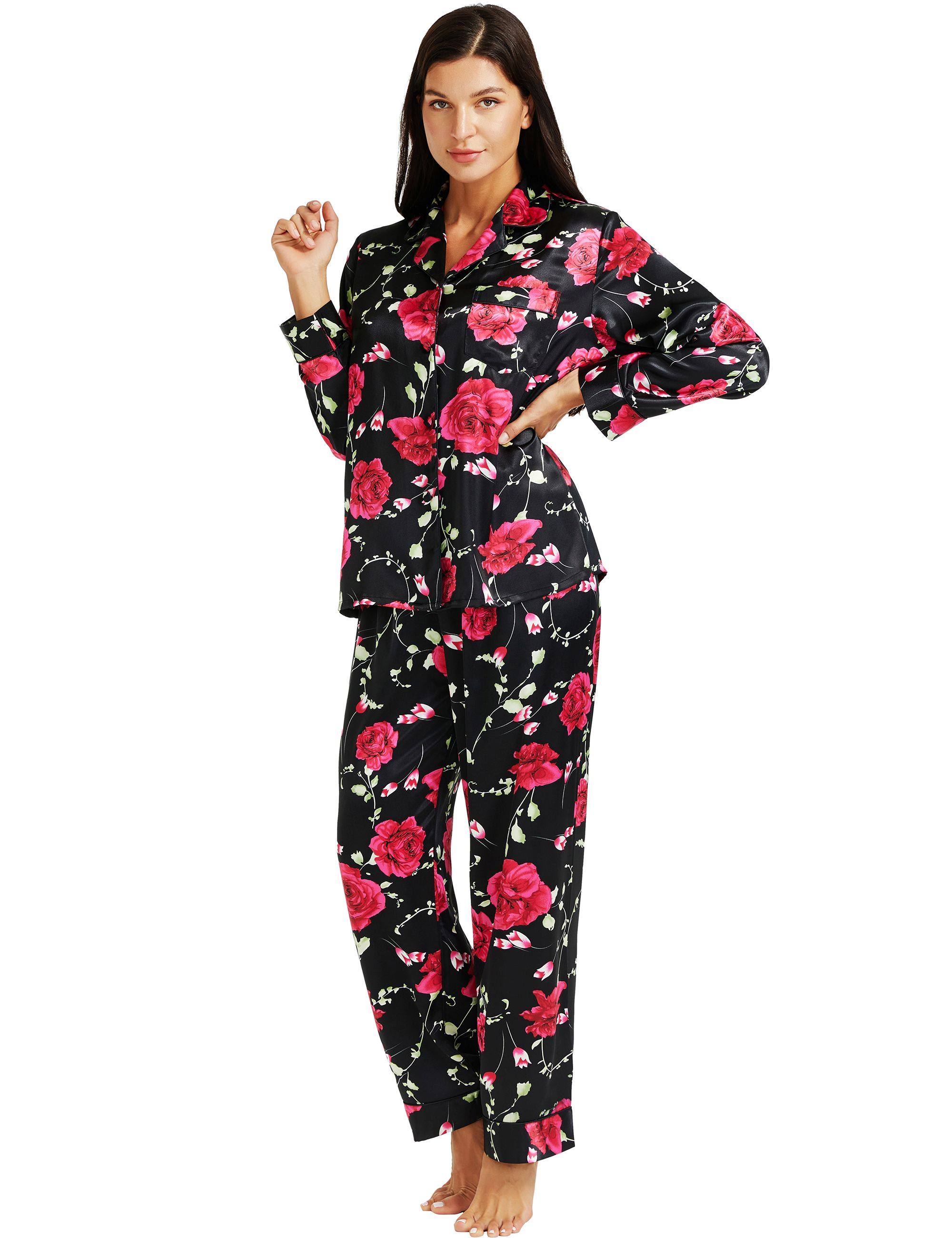 Lonxu  Womens Silk Satin Pajama  XS~3XL