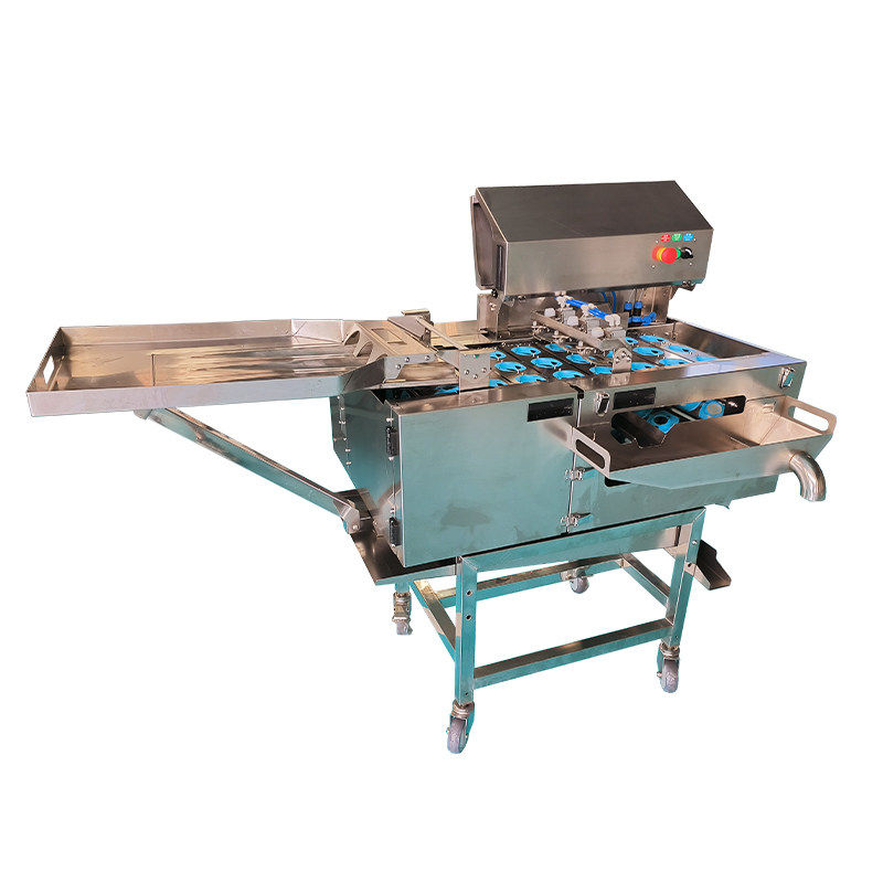 Three-row egg knocker