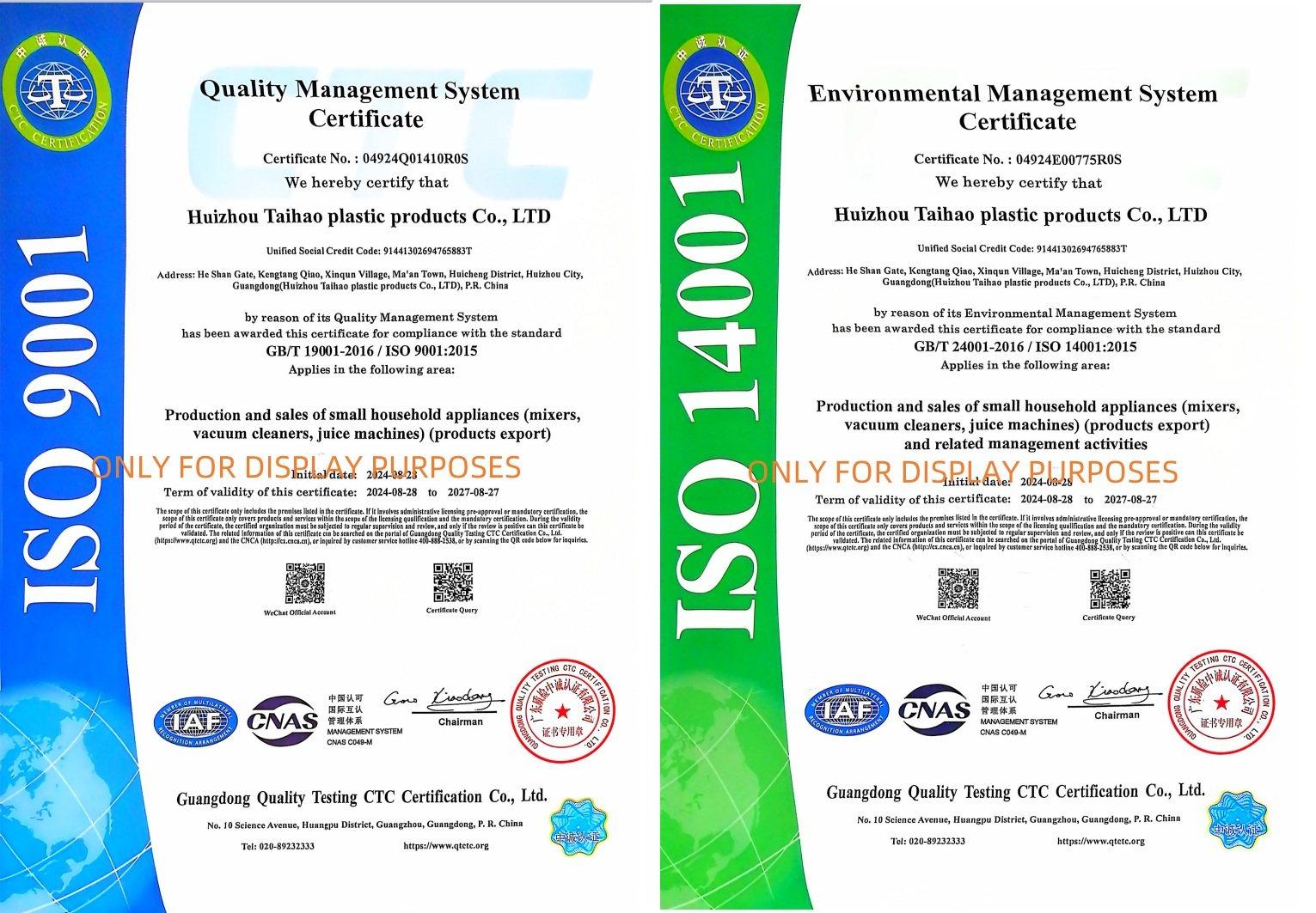 ISO9001, ISO14001 and other international standards