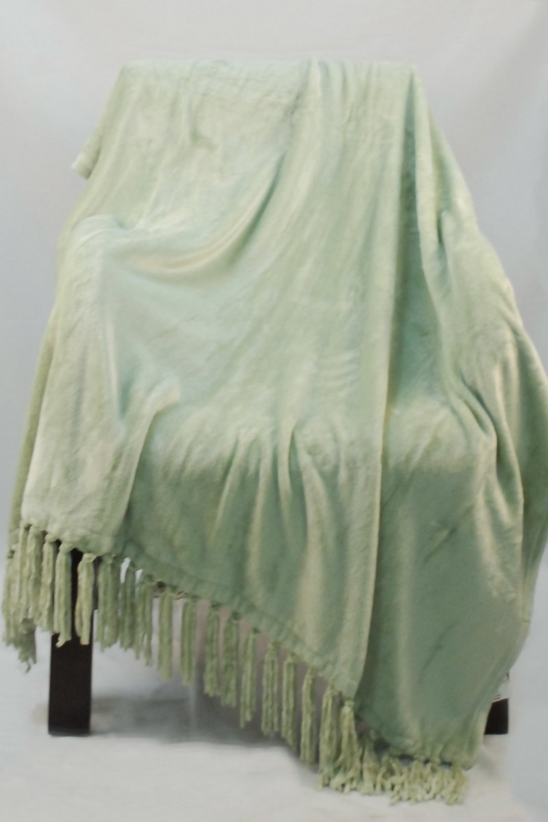 SOLID FRINGED FLANNEL BLANKET