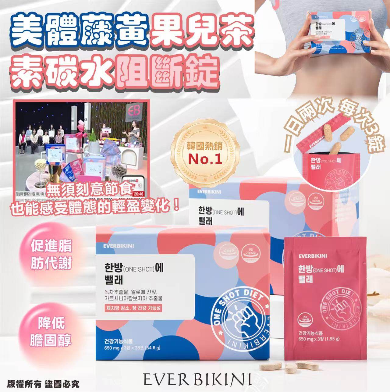 韓國🇰🇷EVER BIKINI 美體藤黃果兒茶素碳水阻斷錠28包