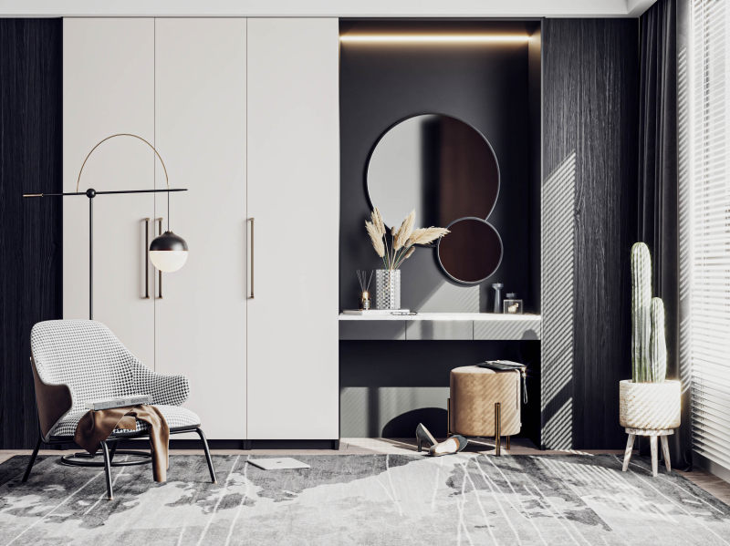 One-line fully enclosed wardrobe