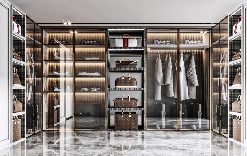 U-shaped fully enclosed wardrobe