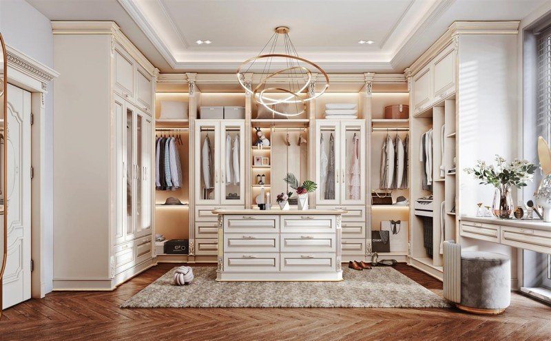 U-shaped semi-open wardrobe