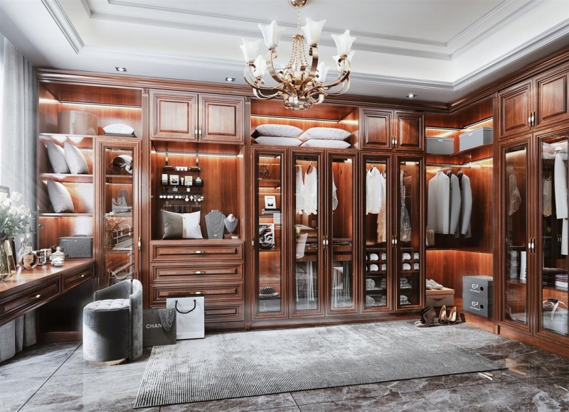 L-shaped semi-open wardrobe