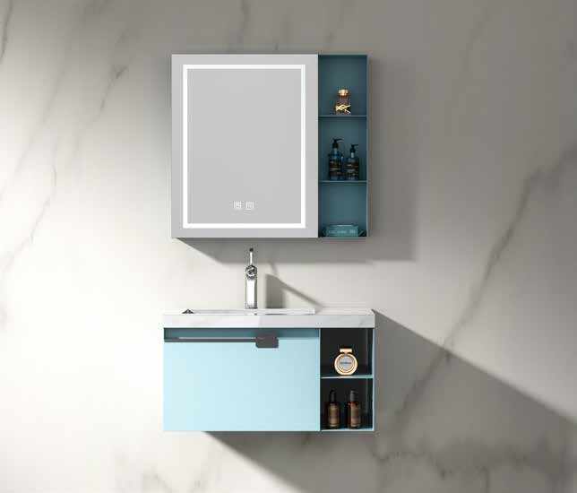 fish belly white rock slab vanity