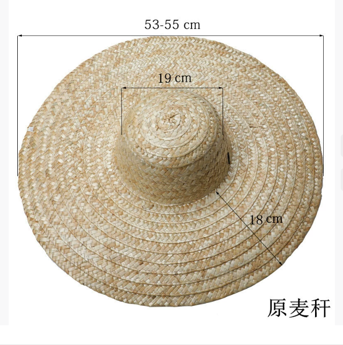 草帽 53-55cm夏季防晒工地男大檐女农用麦秆编帽遮阳农民下地干活钓鱼帽子
