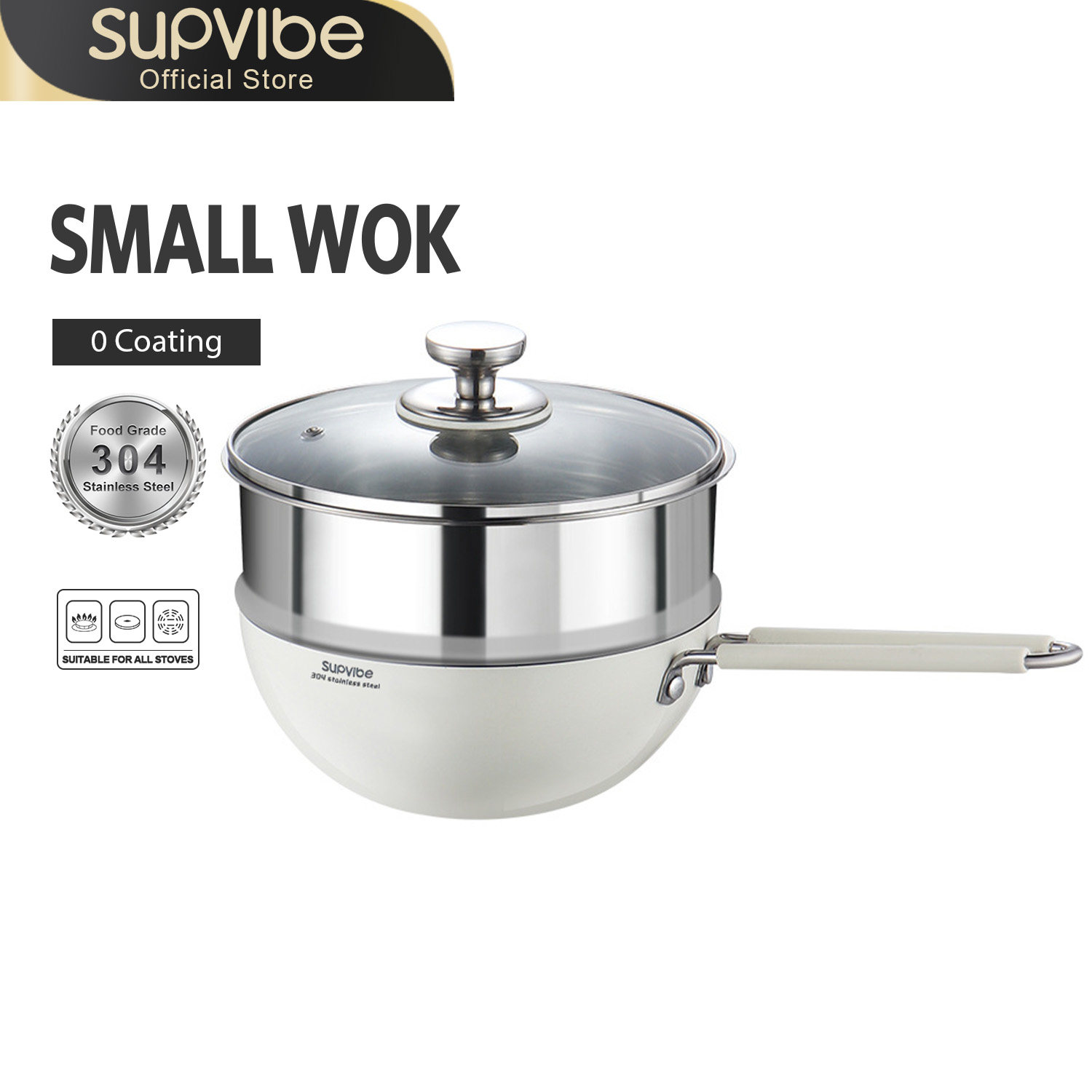 【SVB151】Stainless Steel Small White Pot (304 Three-Layer Steel)