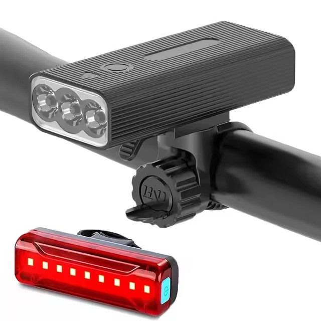 New best-selling bicycle lights with front and rear USB charging, super bright 3 LED bicycle night riding lights