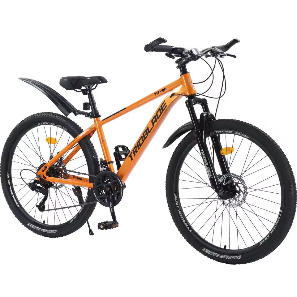 Mountain Bike 26/24-inch Steel 21/24/27 30-Speed Bicycle with Double Disc Brakes