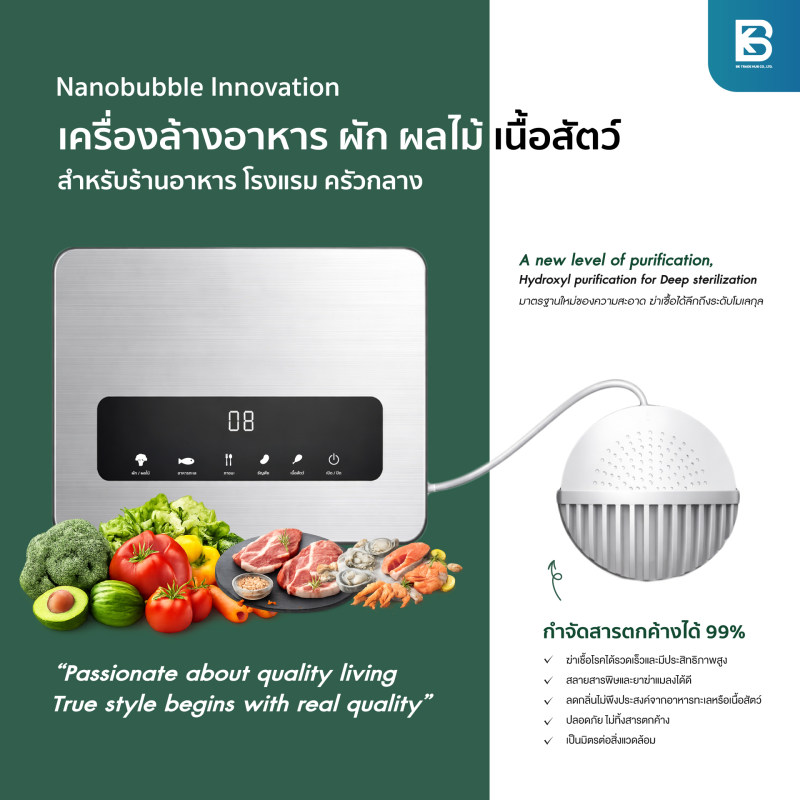 เครื่องล้างผักผลไม้ เนื้อสัตว์ อาหารทะเล ในร้านอาหาร โรมแรม คาเฟ่ - Active oxygen hydroxyl radicals