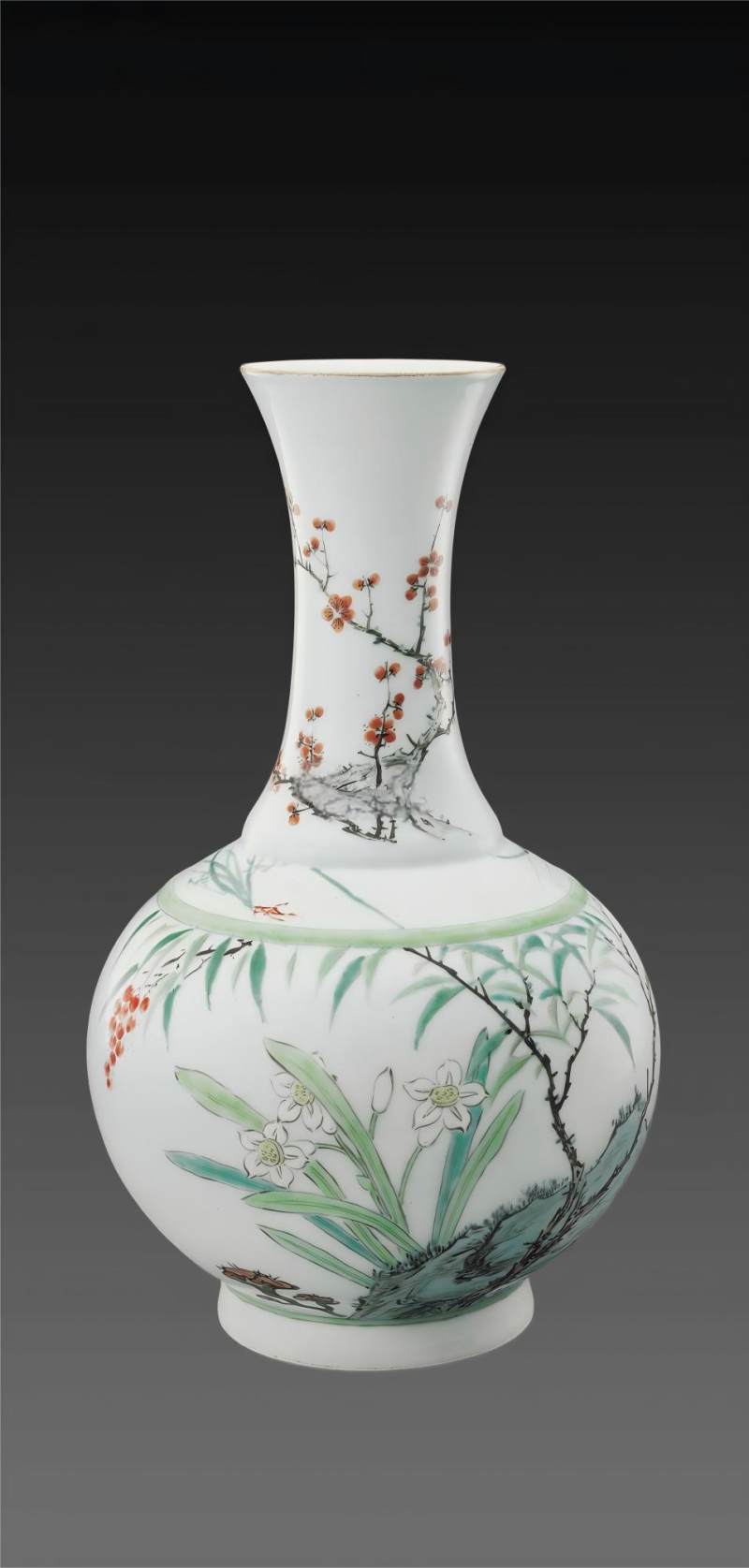 清中.粉彩梅兰竹菊赏瓶