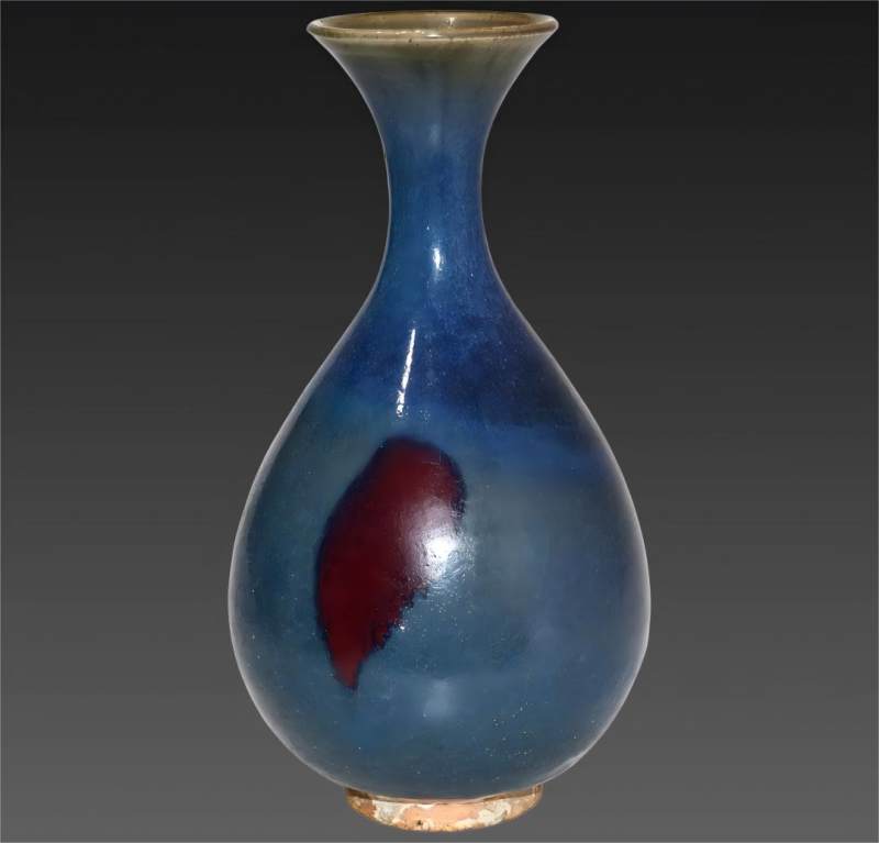 明.钧窑玫瑰红斑玉壶春瓶