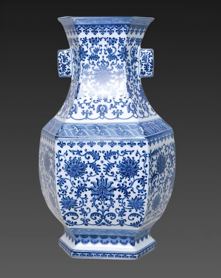 青花花卉纹双耳尊