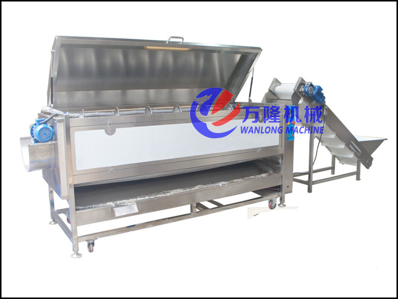 Multi-functional continuous spiral peeling vegetable and fruit cleaning machine