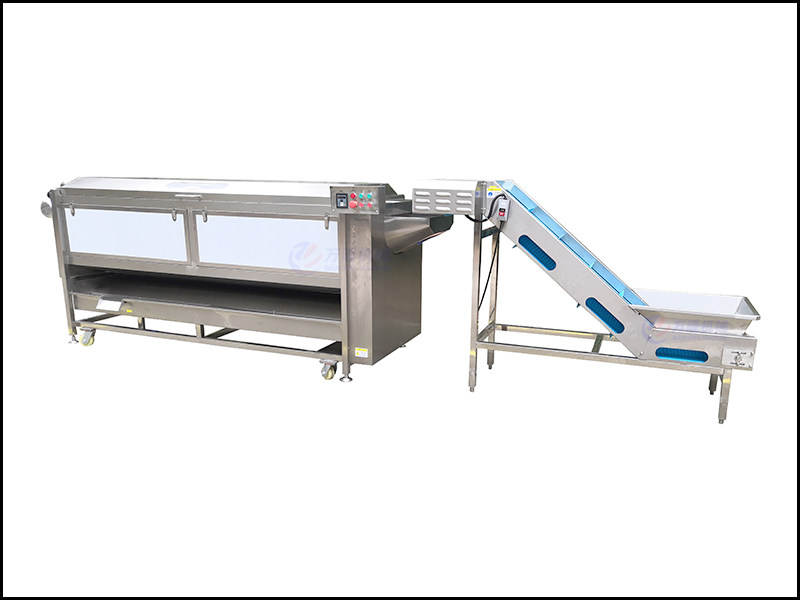 Continuous spiral cleaning and peeling machine