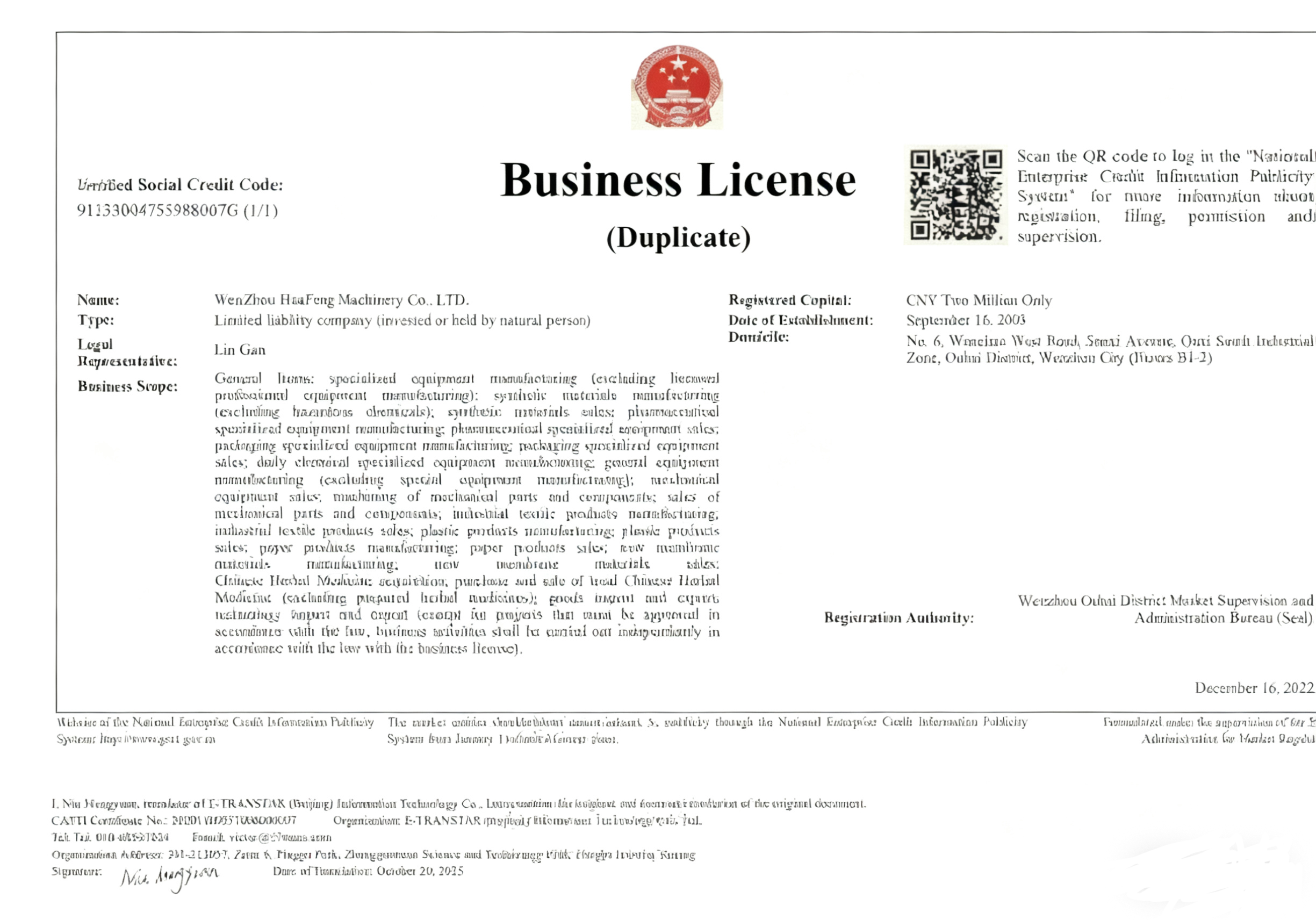 WenZhou HaoFeng Machinery Co.,LTD