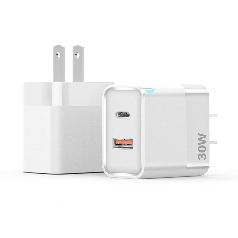 30W fast charger adapter with USB and type C port