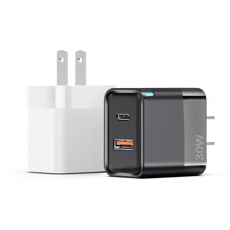 30W fast charger adapter with USB and type C port