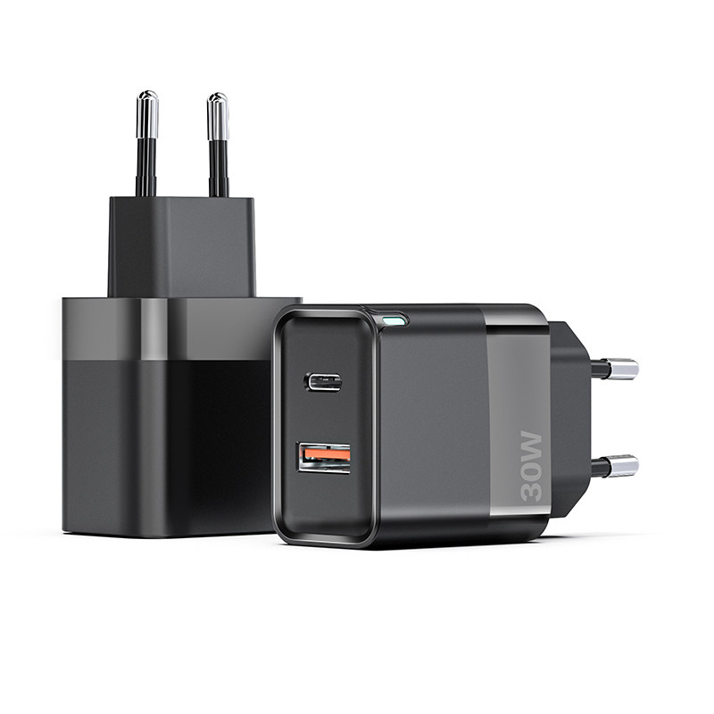 30W fast charger adapter with USB and type C port
