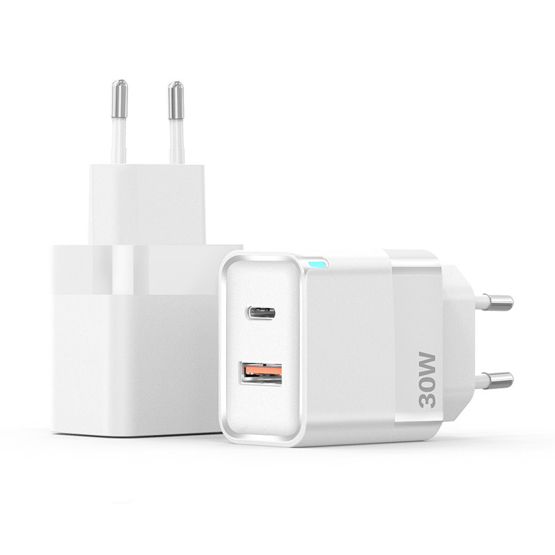 30W fast charger adapter with USB and type C port