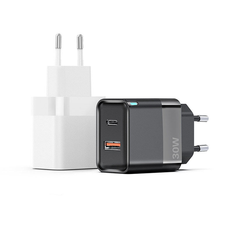 30W fast charger adapter with USB and type C port