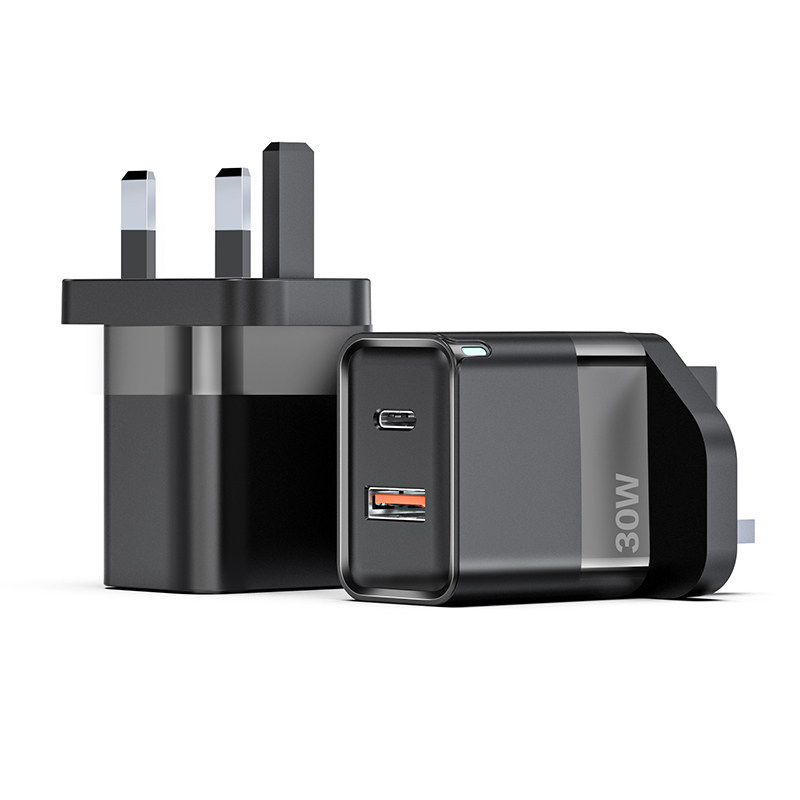 30W fast charger adapter with USB and type C port