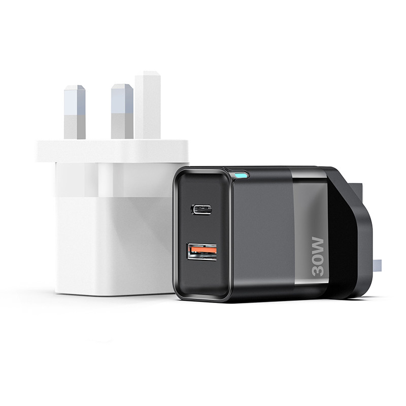 30W fast charger adapter with USB and type C port