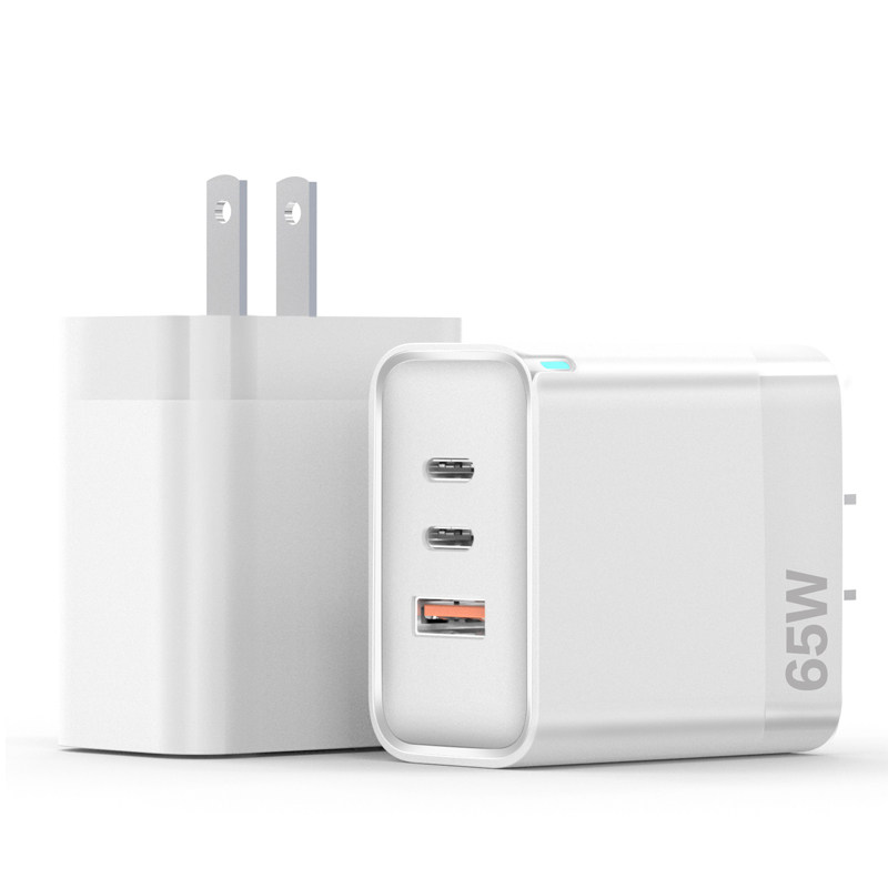 65W Fast charger with USB and 2 Type C ports