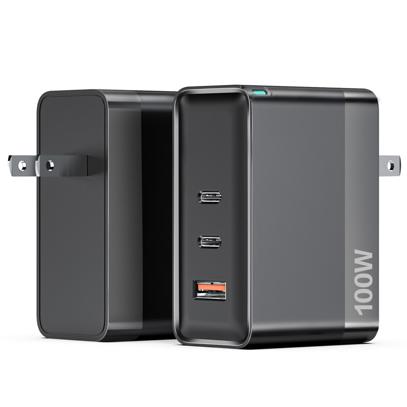 100W Fast charger with USB and 2 Type C ports adapter