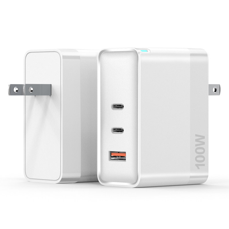 100W Fast charger with USB and 2 Type C ports adapter