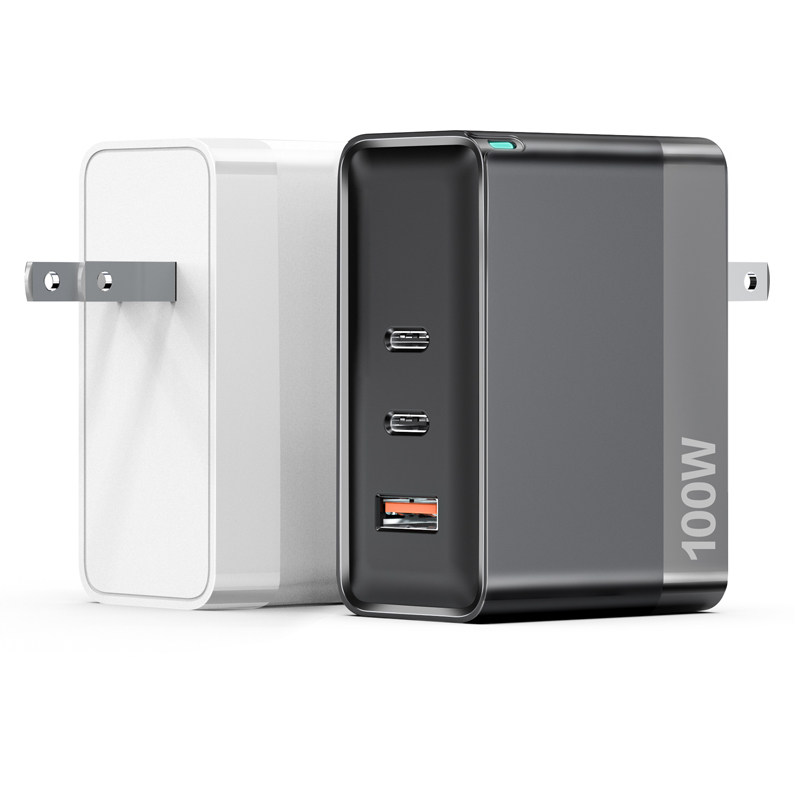 100W Fast charger with USB and 2 Type C ports adapter