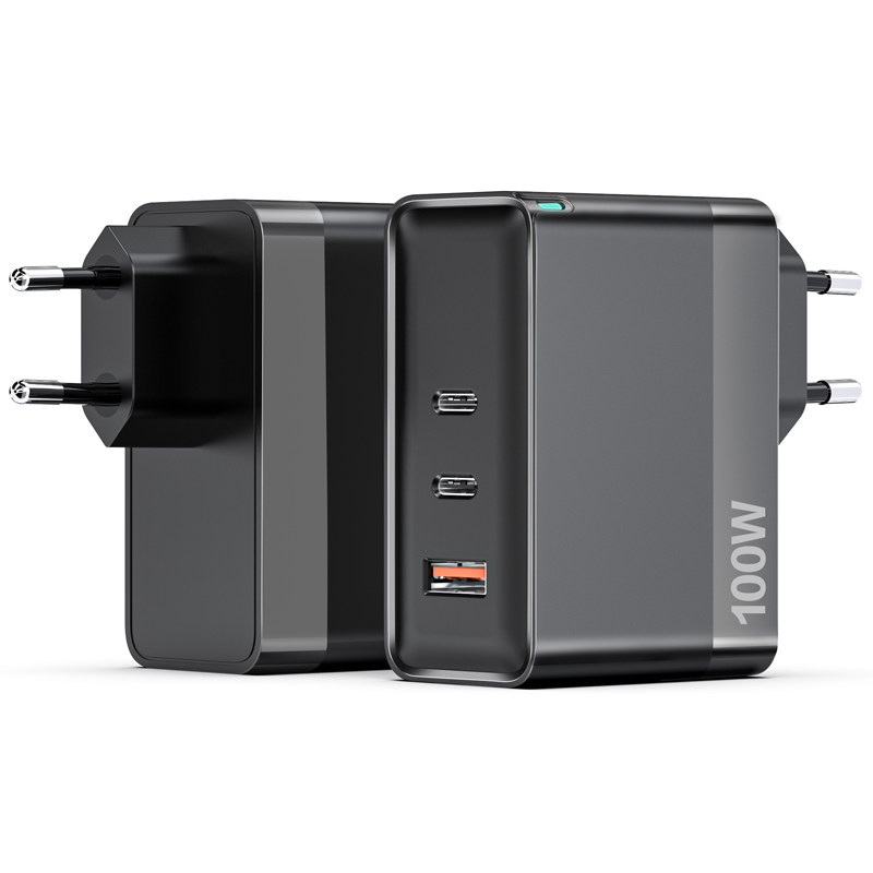 100W Fast charger with USB and 2 Type C ports adapter