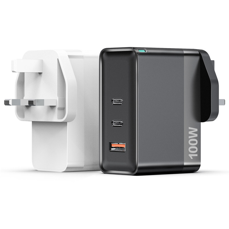 100W Fast charger with USB and 2 Type C ports adapter
