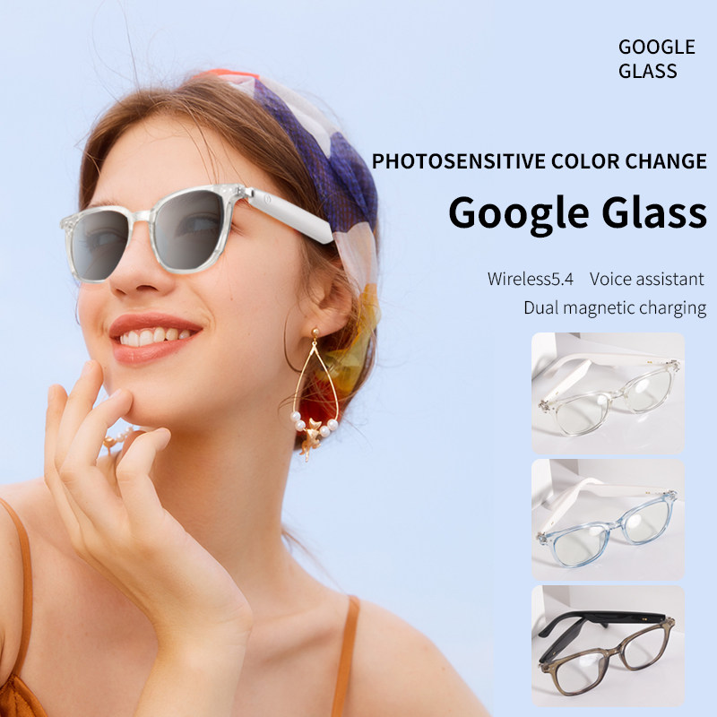 GS07 Smart sunglasses blue lenses color change and voice assistant navigation