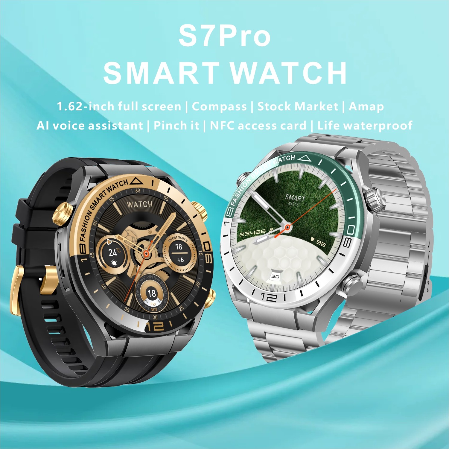 S7 Pro Smart watches 1.62 inch AI Voice assistant NFC funciton
