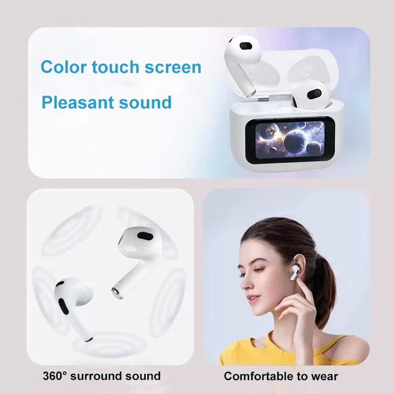 Factory Price Bluetooth Earphone with Touch Screen for iPhone Huawei Vivo Mobile Phones TWS Non-Noise Cancelling Headphones