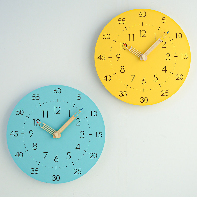 Colorful children's wooden wall clock 290mm