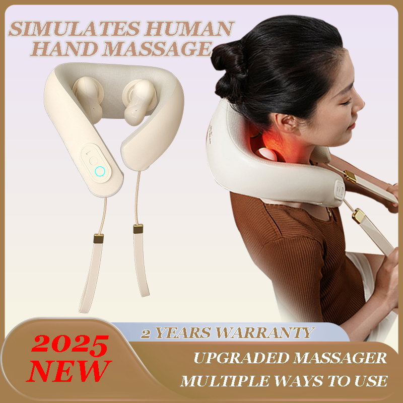 ELECTRIC SHOULDER MASSAGER – Adjustable Intensity & Angle, Heated, Large Buttons for Seniors, Portable with Long-Lasting Battery