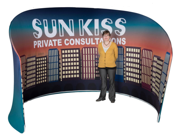 half circle fabric backdrop stand display
