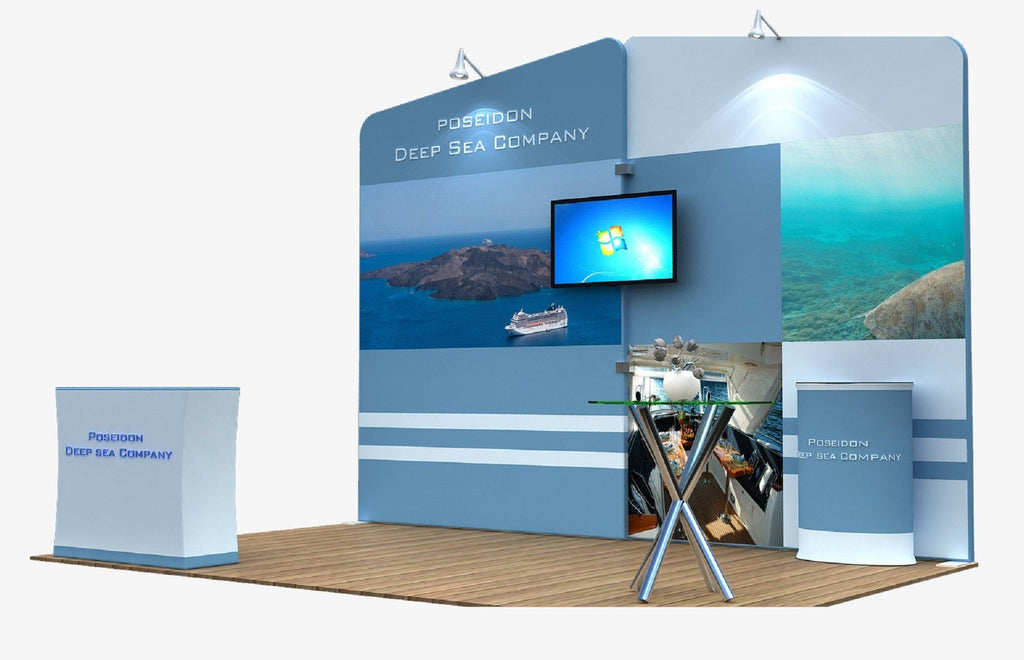pop up fabric display expo stand with TV rack