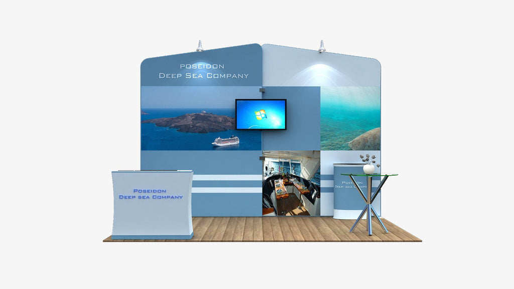 pop up fabric display expo stand with TV rack