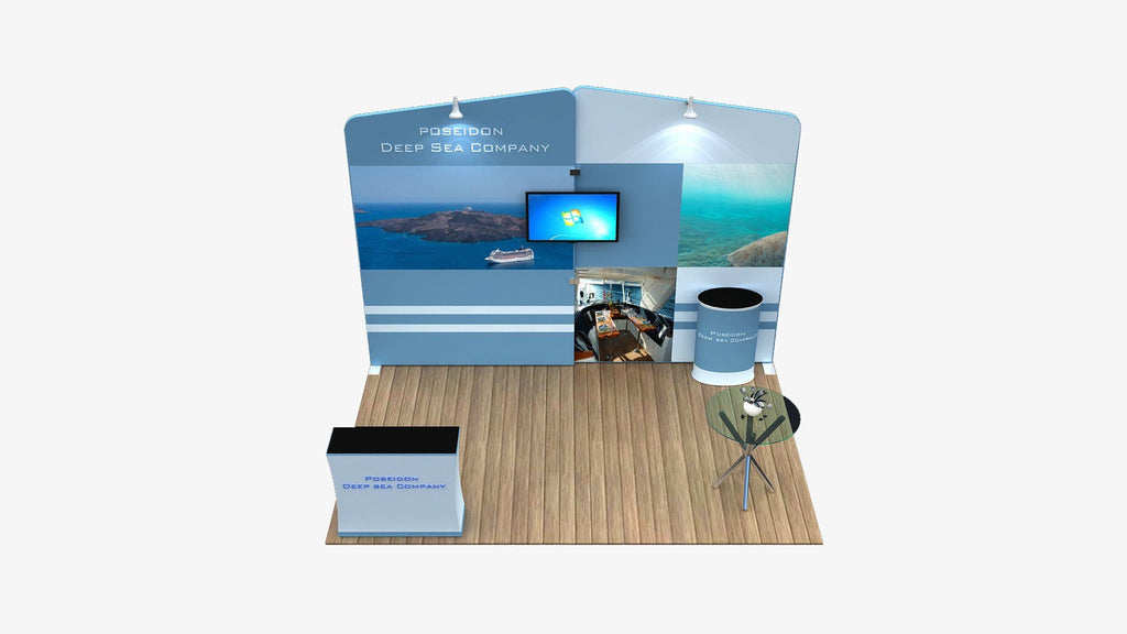 pop up fabric display expo stand with TV rack