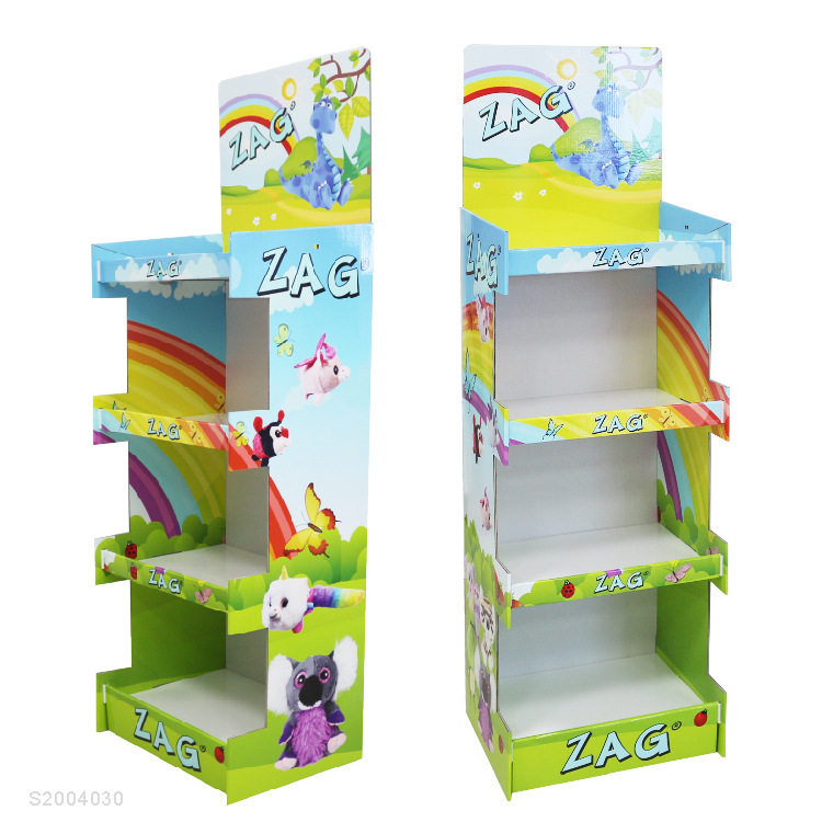 Four-Shelf POP Cardboard Display Eco-Friendly With Different Header Cards