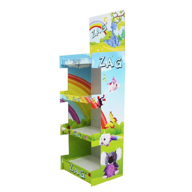 Four-Shelf POP Cardboard Display Eco-Friendly With Different Header Cards