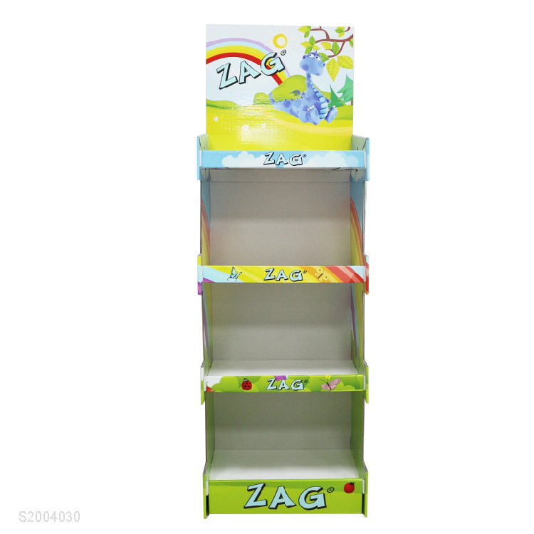Four-Shelf POP Cardboard Display Eco-Friendly With Different Header Cards