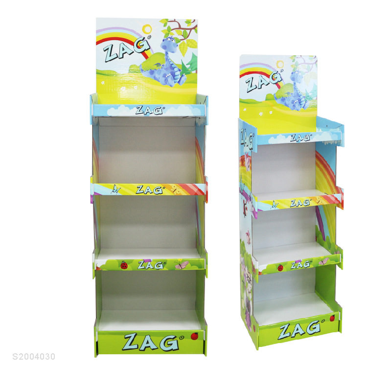 Four-Shelf POP Cardboard Display Eco-Friendly With Different Header Cards